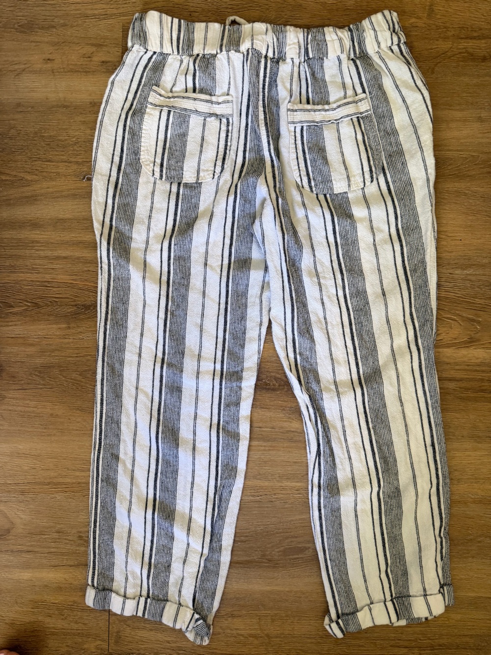 Per Se Linen Blend Striped Drawstring Pants M - Picture 2 of 4